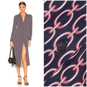 💕L'AGENCE💕 Raelynn Dress ~ Dark Dusty Pink & Midnight Tone Chain Print Medium